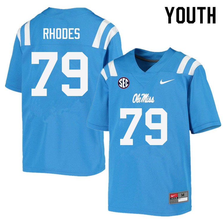 Youth #79 Jordan Rhodes Ole Miss Rebels College Football Jerseys Sale-Power Blue